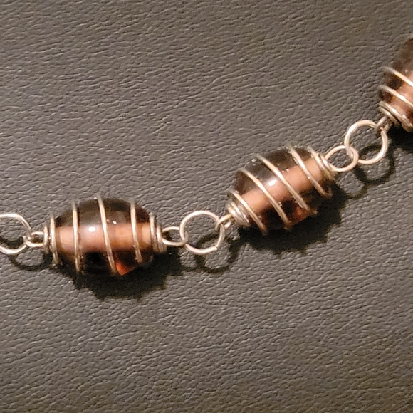 Estate Purple Glass Beaded Wire Wrap Necklace - Picture 3 of 4